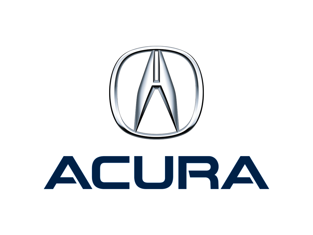 Acura logo featuring a silver stylized "A" above the brand name "ACURA" in blue color.