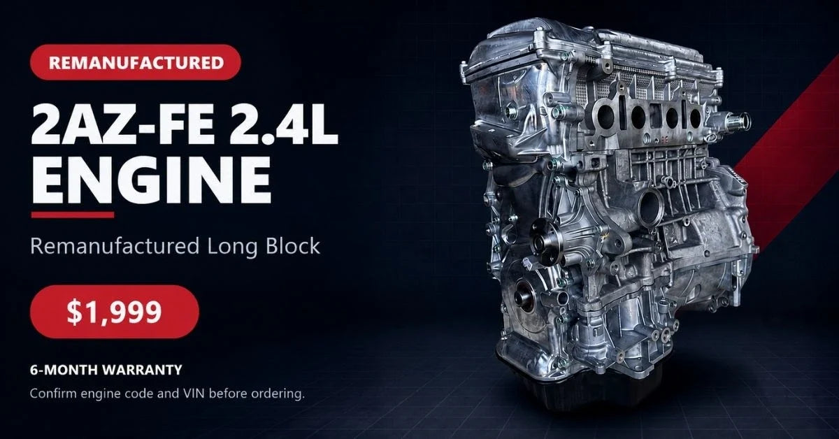 Remanufactured 2AZ-FE 2.4L four-cylinder long block engine